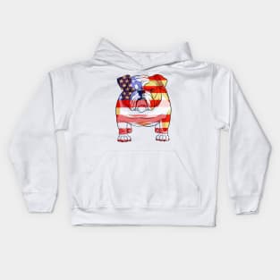 English Bulldog 4th Of July American Flag Kids Hoodie